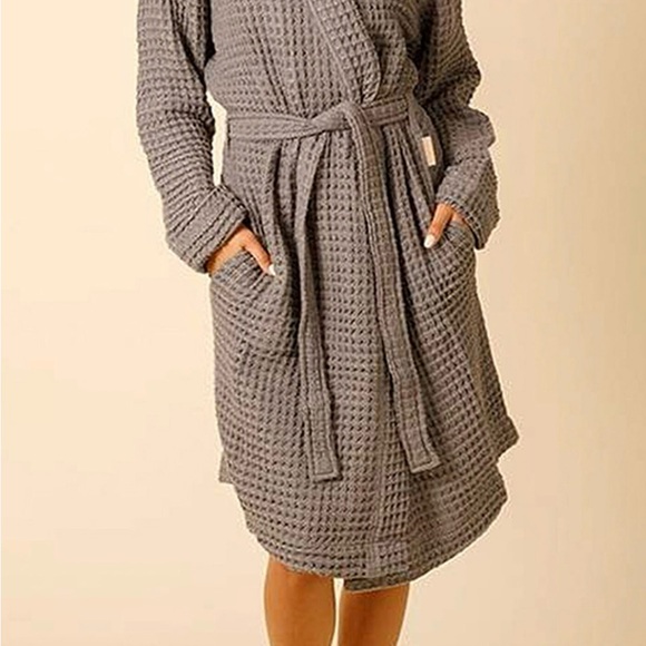 NEW MY HAPPY PLACE - Organic Turkish Cotton Grey Waffle River Size Small - $120 - Picture 10 of 12